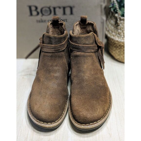 Born Vaughn Ginger Brown Distressed Suede Leather Boots Women's 8.5 NIB - Picture 5 of 13